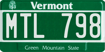 VT license plate MTL798