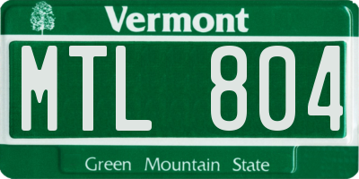 VT license plate MTL804