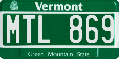VT license plate MTL869