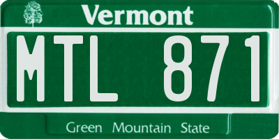 VT license plate MTL871