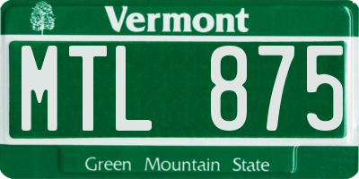 VT license plate MTL875