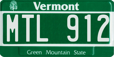 VT license plate MTL912