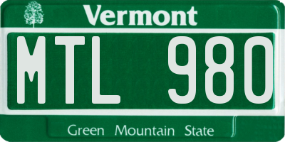 VT license plate MTL980