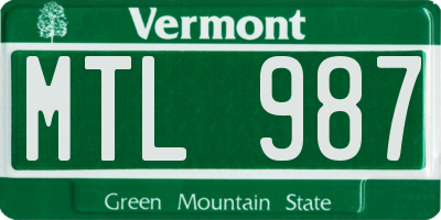 VT license plate MTL987