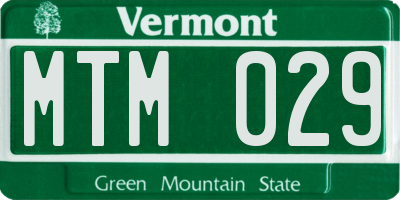 VT license plate MTM029