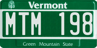 VT license plate MTM198