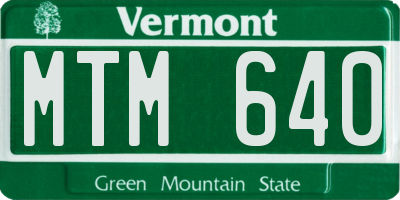 VT license plate MTM640