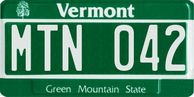 VT license plate MTN042