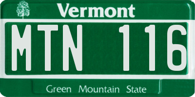 VT license plate MTN116