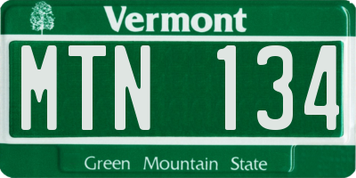 VT license plate MTN134