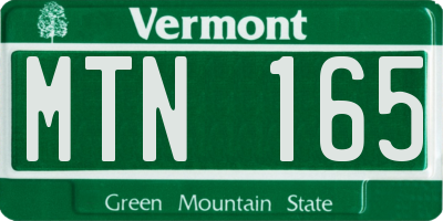 VT license plate MTN165