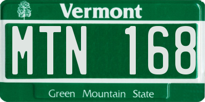 VT license plate MTN168