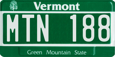 VT license plate MTN188