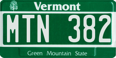 VT license plate MTN382