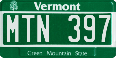 VT license plate MTN397