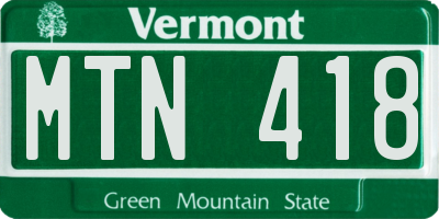 VT license plate MTN418