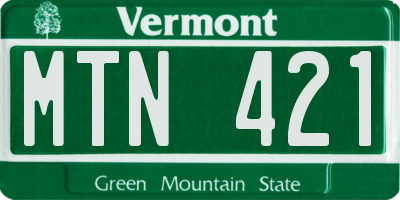 VT license plate MTN421