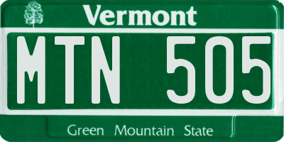 VT license plate MTN505