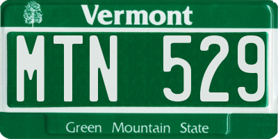 VT license plate MTN529