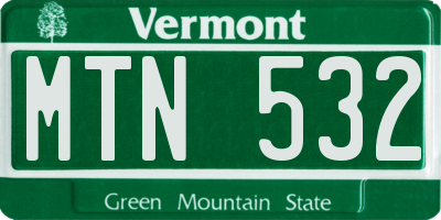 VT license plate MTN532