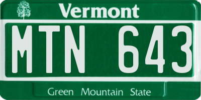 VT license plate MTN643