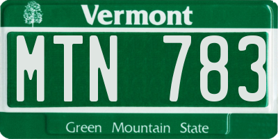 VT license plate MTN783