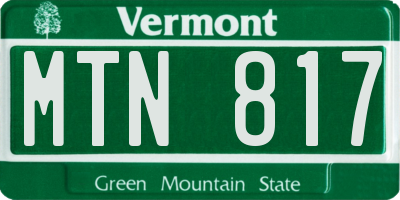 VT license plate MTN817