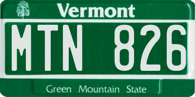 VT license plate MTN826