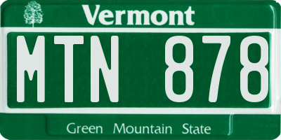VT license plate MTN878