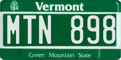 VT license plate MTN898