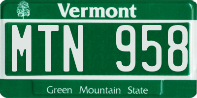 VT license plate MTN958
