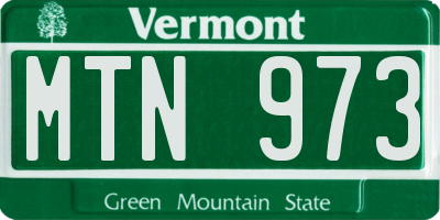 VT license plate MTN973