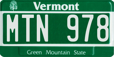 VT license plate MTN978