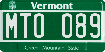 VT license plate MTO089