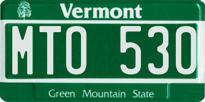 VT license plate MTO530