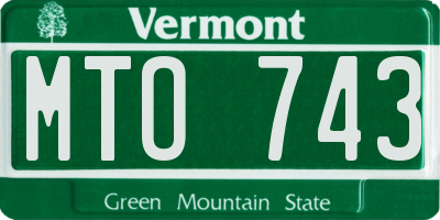 VT license plate MTO743