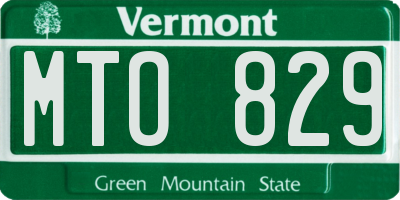 VT license plate MTO829