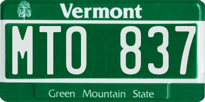 VT license plate MTO837