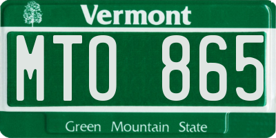 VT license plate MTO865