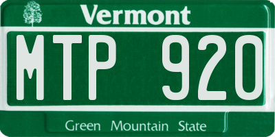 VT license plate MTP920