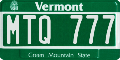 VT license plate MTQ777
