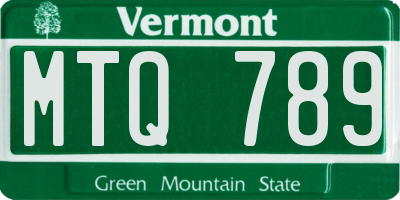 VT license plate MTQ789