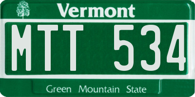 VT license plate MTT534