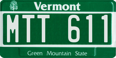 VT license plate MTT611
