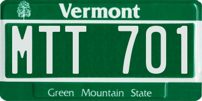 VT license plate MTT701