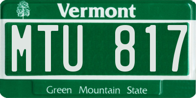 VT license plate MTU817