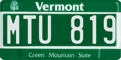 VT license plate MTU819