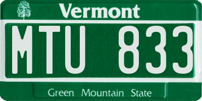 VT license plate MTU833