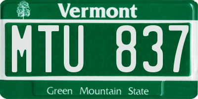 VT license plate MTU837