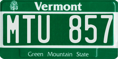 VT license plate MTU857